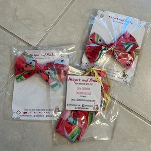 Watermelon tie, headband, and bow headband